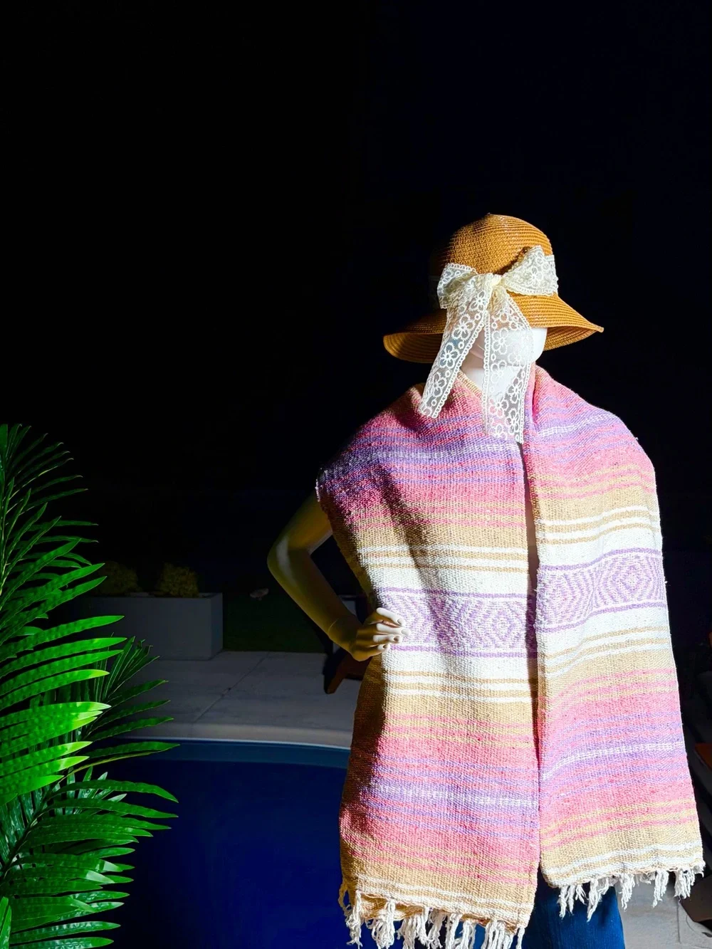 Mexican Falsa Blanket – Woven Striped Serape Throw with Fringe